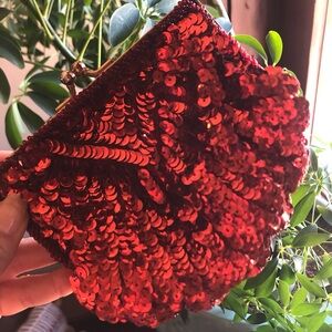 Vintage Red Sequin Beaded Holiday Evening Bag by Speyer Milor